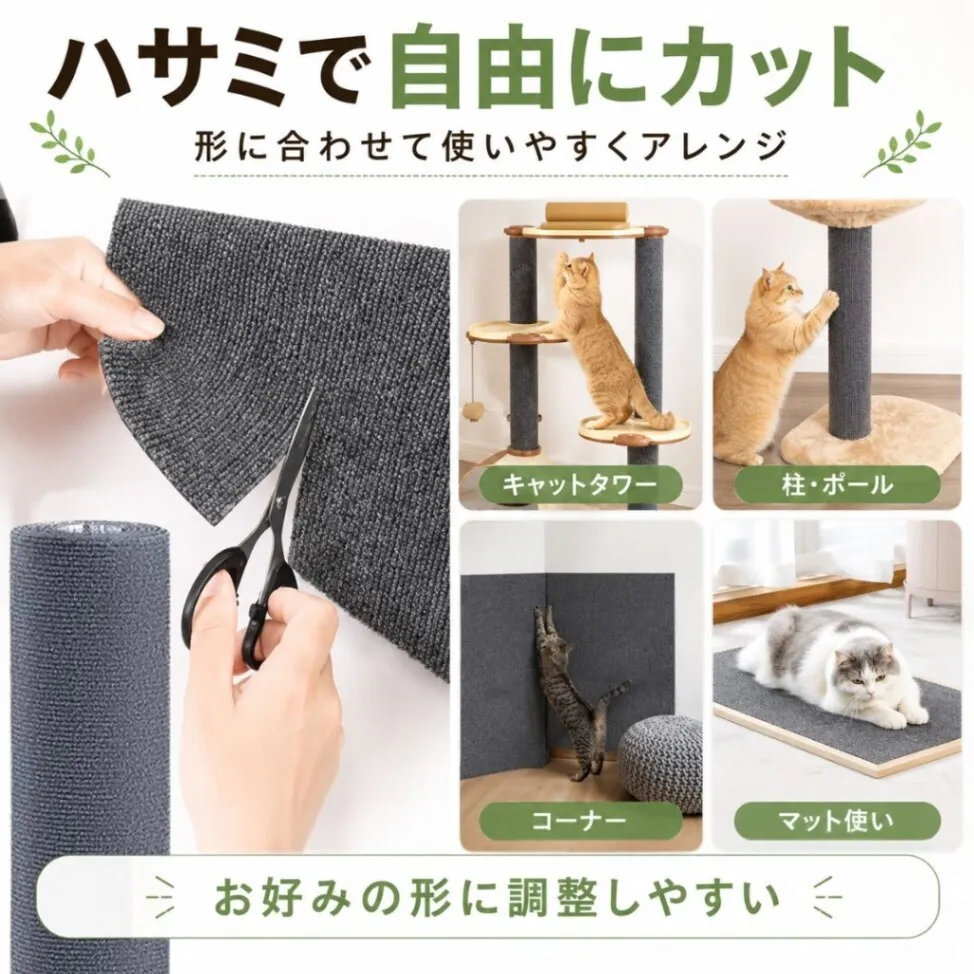 爪とぎシート 100×40cm 猫 8カラー 貼るだけ 壁 ソファ キャットタワー 傷防止 カット可