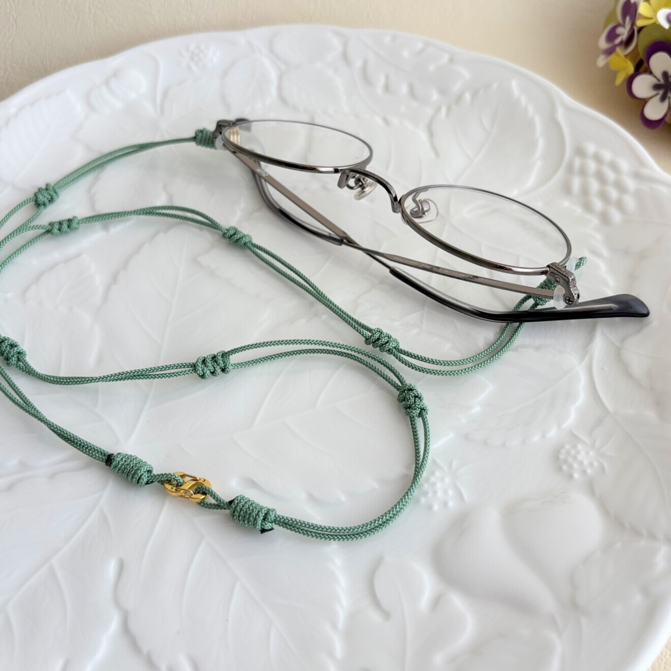 眼鏡ストラップ（グラスコード）　アジアンコード　マクラメ編み　ハンドメイド