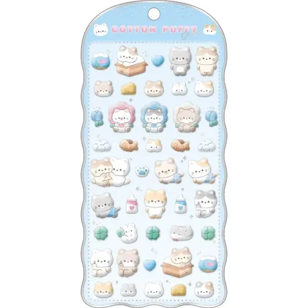 【コットンパフィーシール】ネコ　コットンパフィーシール　新品1枚