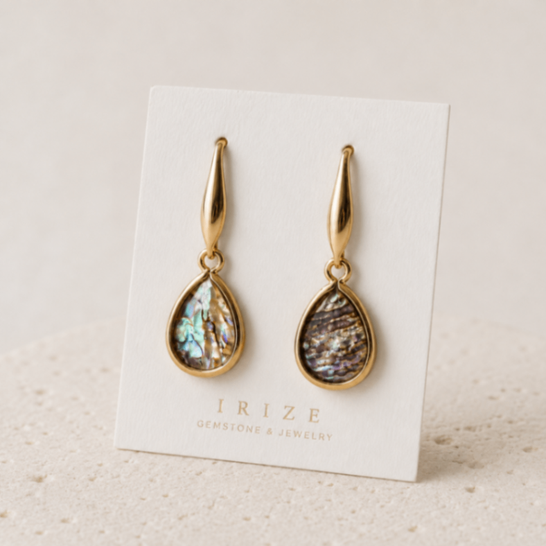 海のオパール 14kgf ぷっくりアバロンシェルピアス 大人の夏アクセサリー イヤリング対応