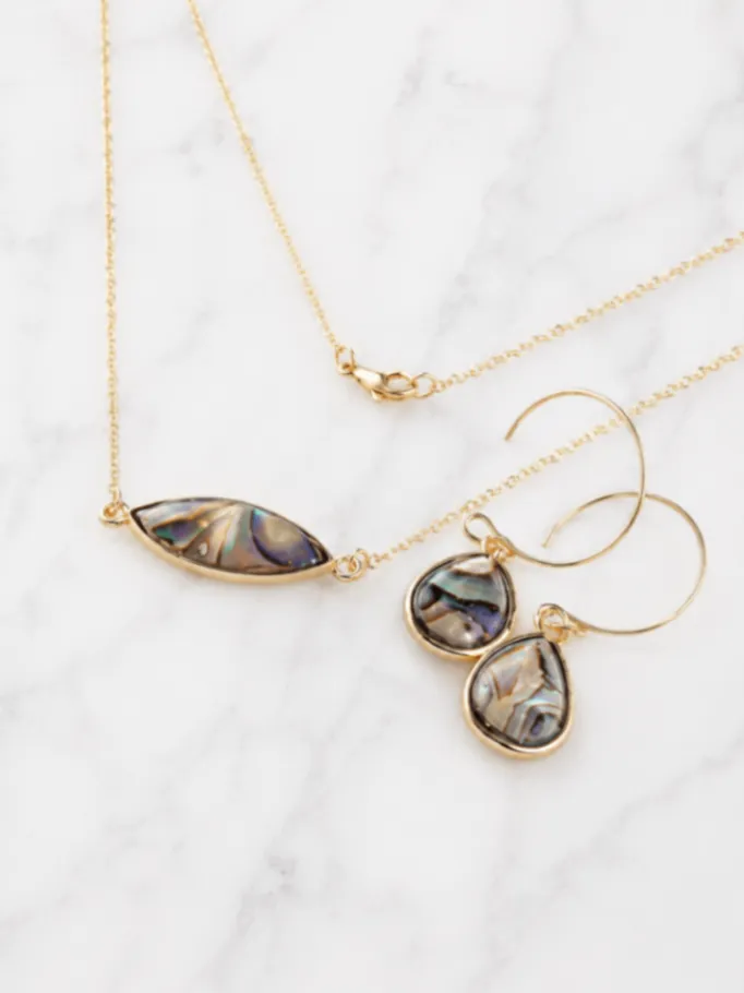 リベ限定！7500円→5800❗️ 14kgf️金枠アバロンシェル ネックレスとピアス セット