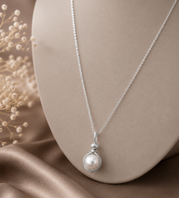silver filled 涼しげ一粒貝パール 愛されネックレス ギフトにも 夏限定作品