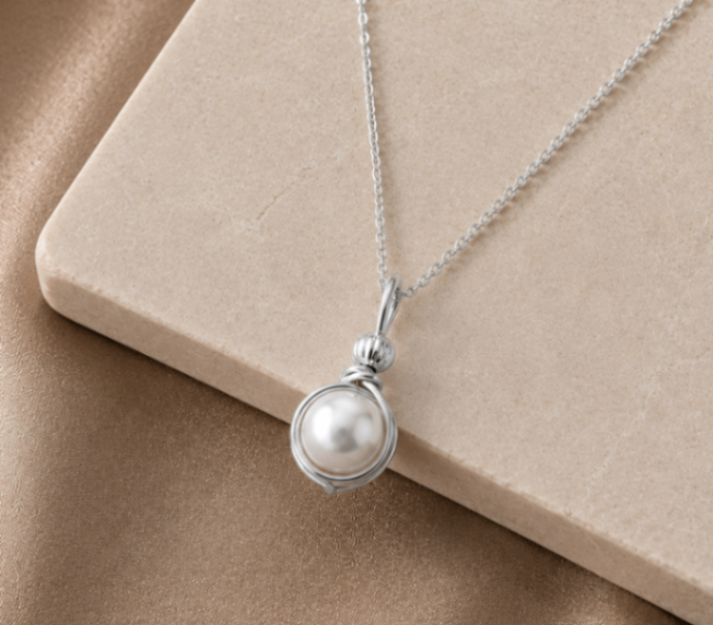 silver filled 涼しげ一粒貝パール 愛されネックレス ギフトにも 夏限定作品
