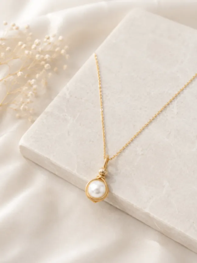 silver filled 涼しげ一粒貝パール 愛されネックレス ギフトにも 夏限定作品