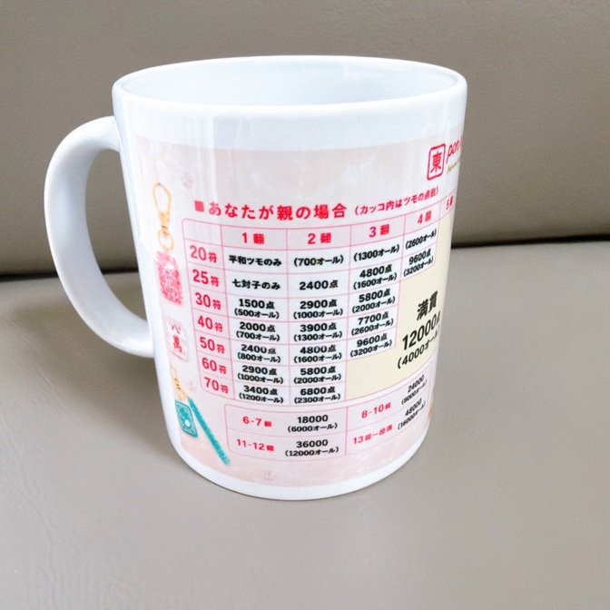 麻雀点数表マグカップ｜親子早見表つき