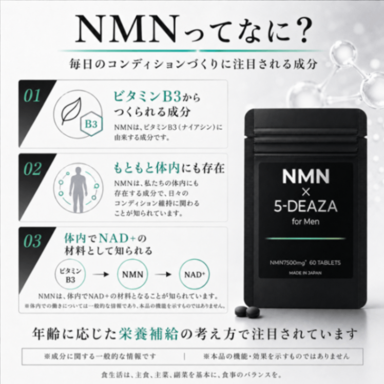 【3袋セット】NMN x 5-デアザフラビン for Men 男性向けサプリメント 5-deaza