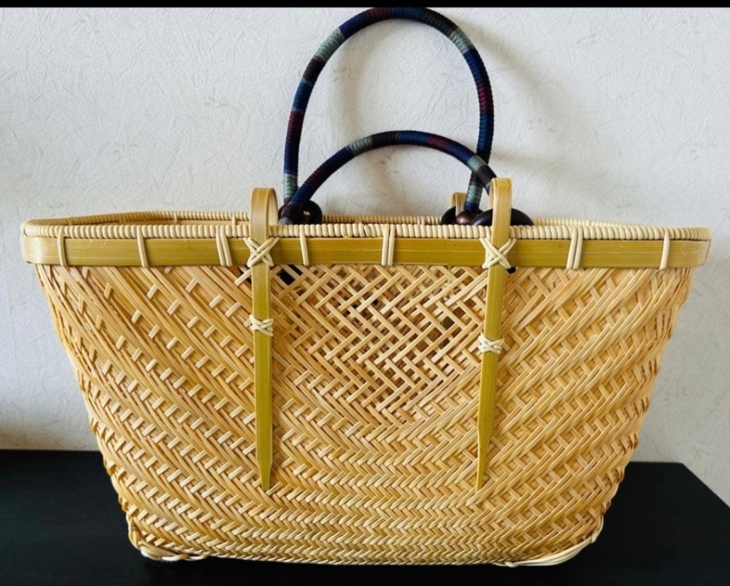 ① 竹カゴ 籠 かごバック 竹細工 国産真竹