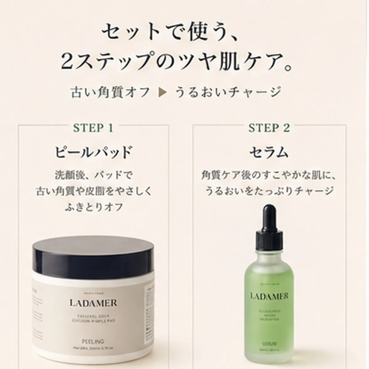 【在庫限り10%OFF】ラダメール ピールパッド＋セラム セット｜送料無料