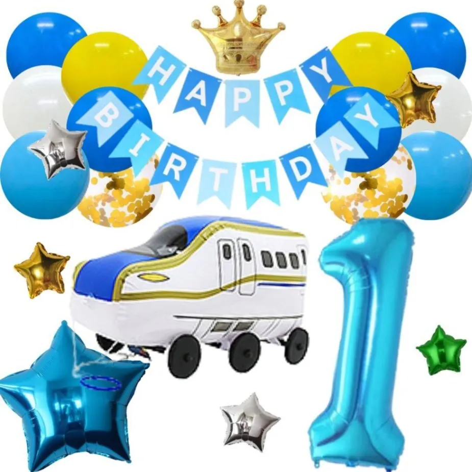 数字が選べる♪【新作】新幹線 かがやき 風船 誕生日 飾り付けセット バルーン