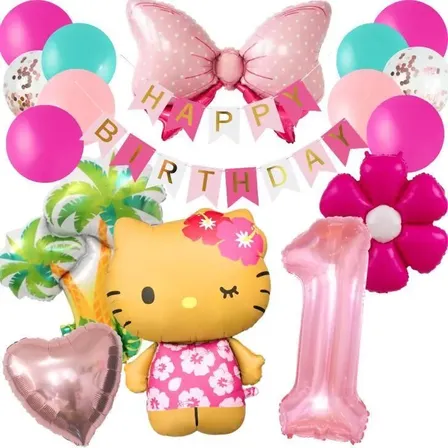 数字が選べる♪【新作】日焼けキティ ハローキティ サンリオ 風船 誕生日 飾り付けセット バルーン