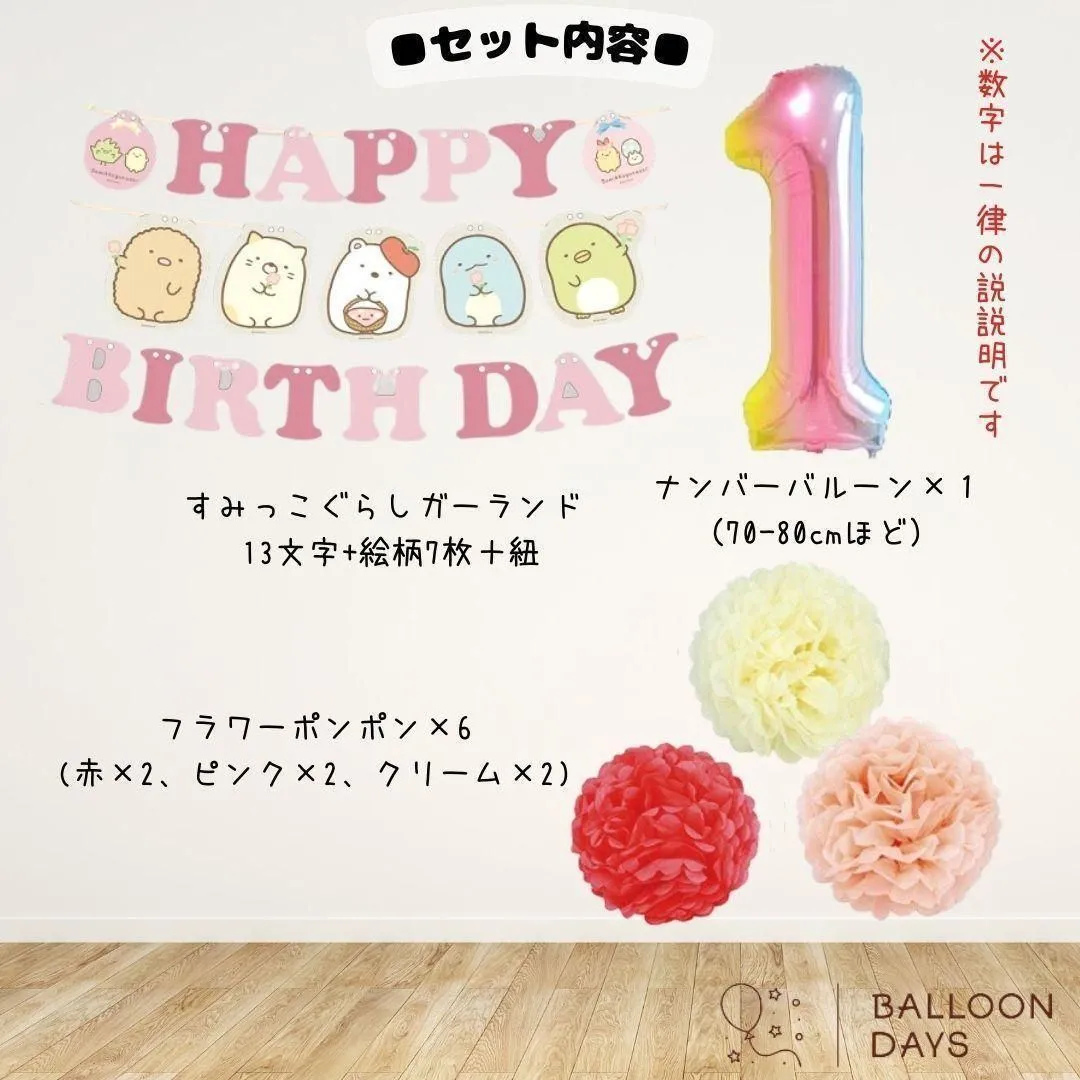 数字が選べる♪ すみっコぐらし 風船 誕生日 飾り付けセット バルーン