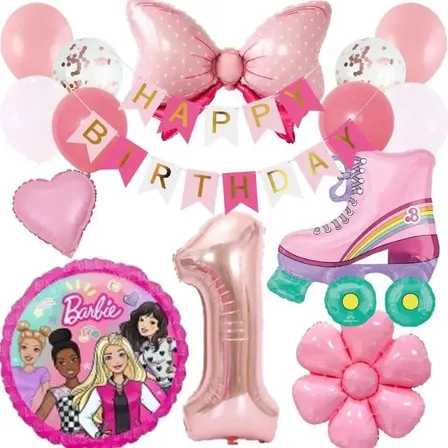 数字が選べる♪ バービー Barbie 風船 誕生日 飾り付けセット バルーン