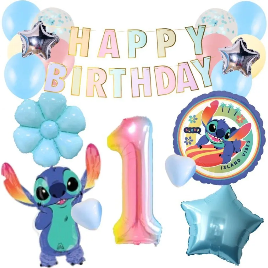数字が選べる♪ スティッチ 風船 誕生日 飾り付けセット バルーン
