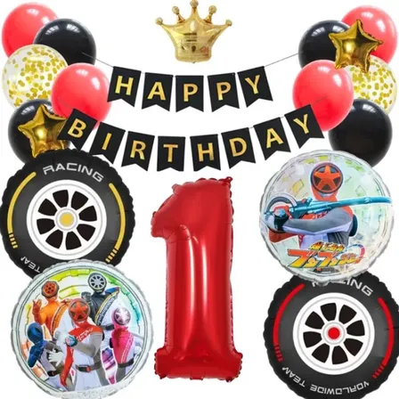数字が選べる♪ ブンブンジャー ブンレッド 風船 誕生日 飾り付けセット バルーン