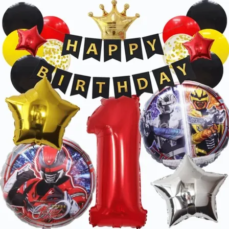 数字が選べる♪ ギャバンインフィニティ レッド 風船 誕生日 飾り付けセット バルーン
