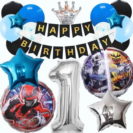数字が選べる♪ ギャバンインフィニティ シルバー 風船 誕生日 飾り付けセット バルーン
