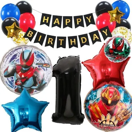 数字が選べる♪ ゼッツ&ゴジュウジャー ヨーヨー付 風船 誕生日 飾り付けセット