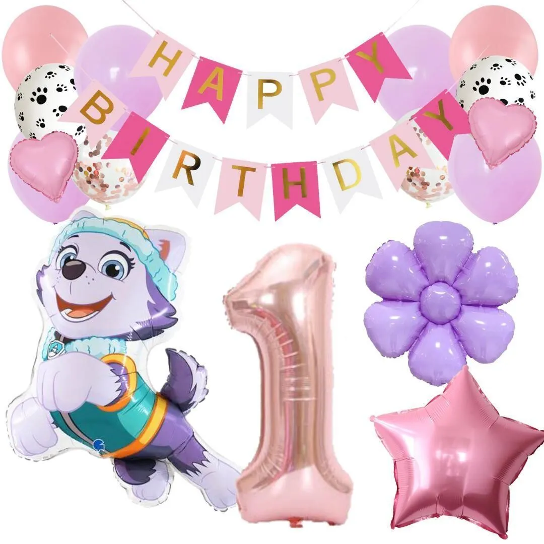 数字が選べる♪【新作】パウパトロール エベレスト 風船 誕生日 飾り付けセット バルーン