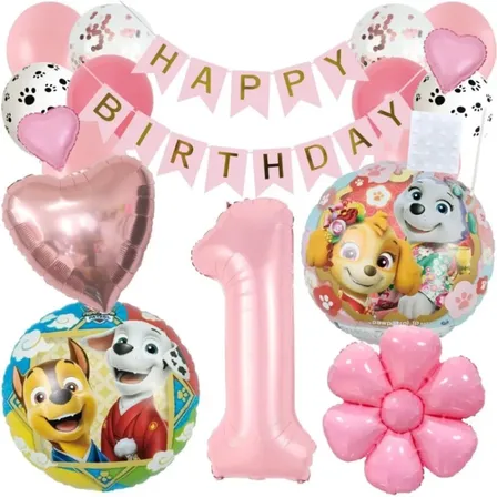 数字が選べる♪【新登場】パウパトロール ピンク 風船 誕生日 飾り付けセット バルーン