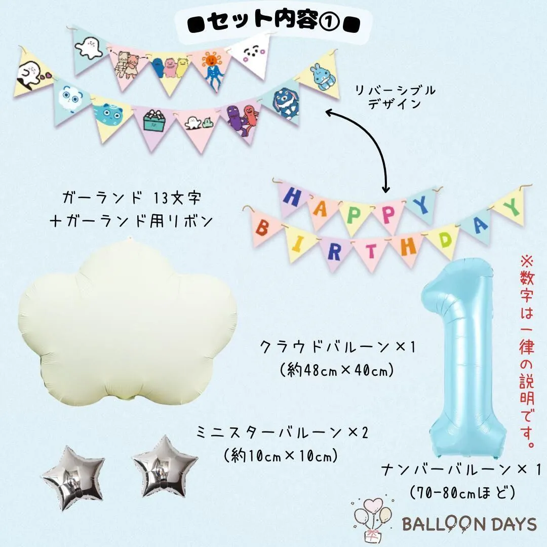 数字が選べる♪ シナぷしゅ ブルー 風船 誕生日 飾り付けセット バルーン