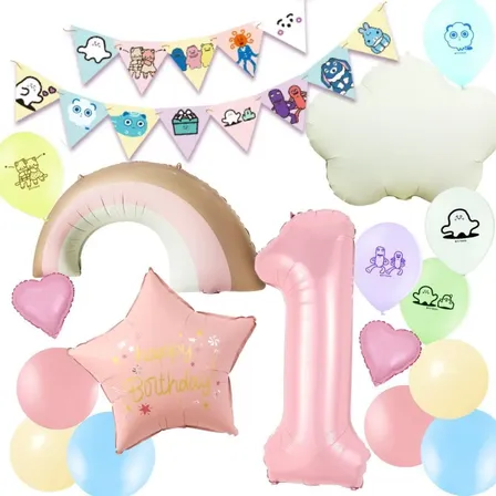 数字が選べる♪ シナぷしゅ ピンク 風船 誕生日 飾り付けセット バルーン