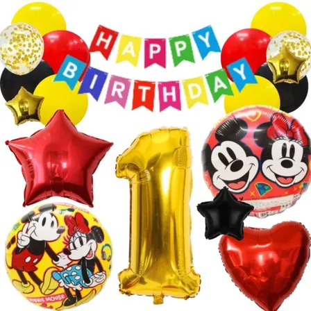 数字が選べる♪ ミニー&ミッキー 赤 風船 誕生日 飾り付けセット バルーン
