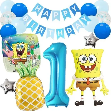 数字が選べる♪【新作】スポンジボブ 風船 誕生日 飾り付けセット バルーン
