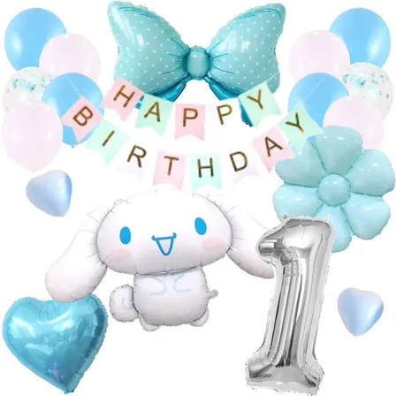 数字が選べる♪【数量限定】シナモロール 水色 風船 誕生日 飾り付けセット バルーン