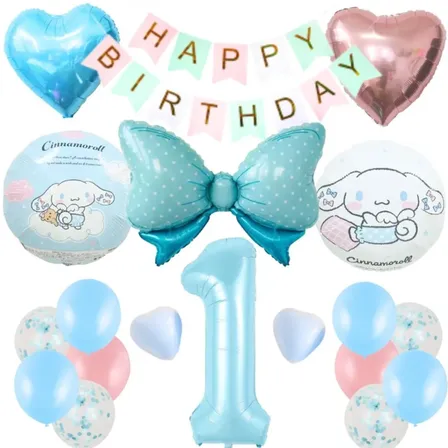 数字が選べる♪ シナモロール 水色 風船 誕生日 飾り付けセット バルーン