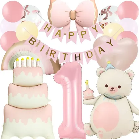 数字が選べる♪ くすみカラー ピンク 風船 誕生日 飾り付けセット バルーン