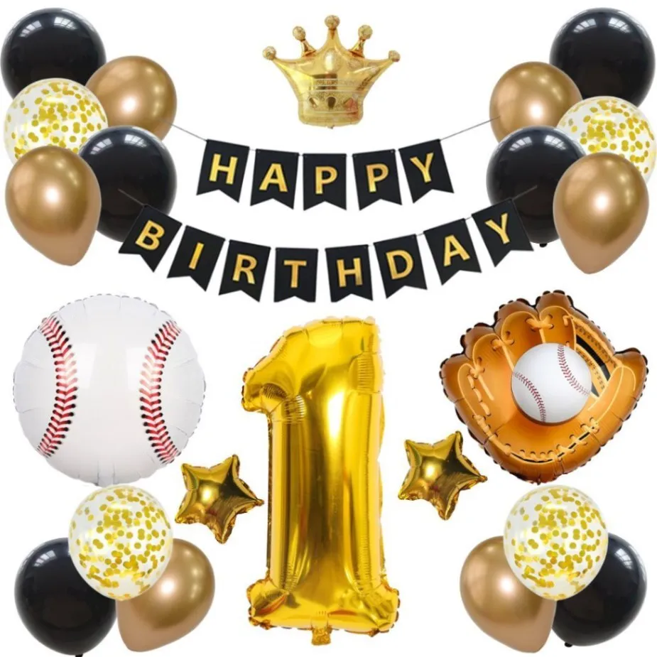 数字が選べる♪ 野球 ベースボール 風船 誕生日 飾り付けセット バルーン