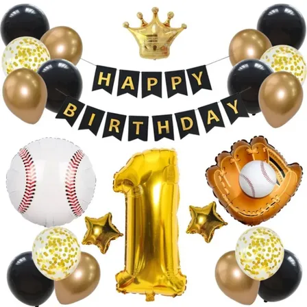 数字が選べる♪ 野球 ベースボール 風船 誕生日 飾り付けセット バルーン