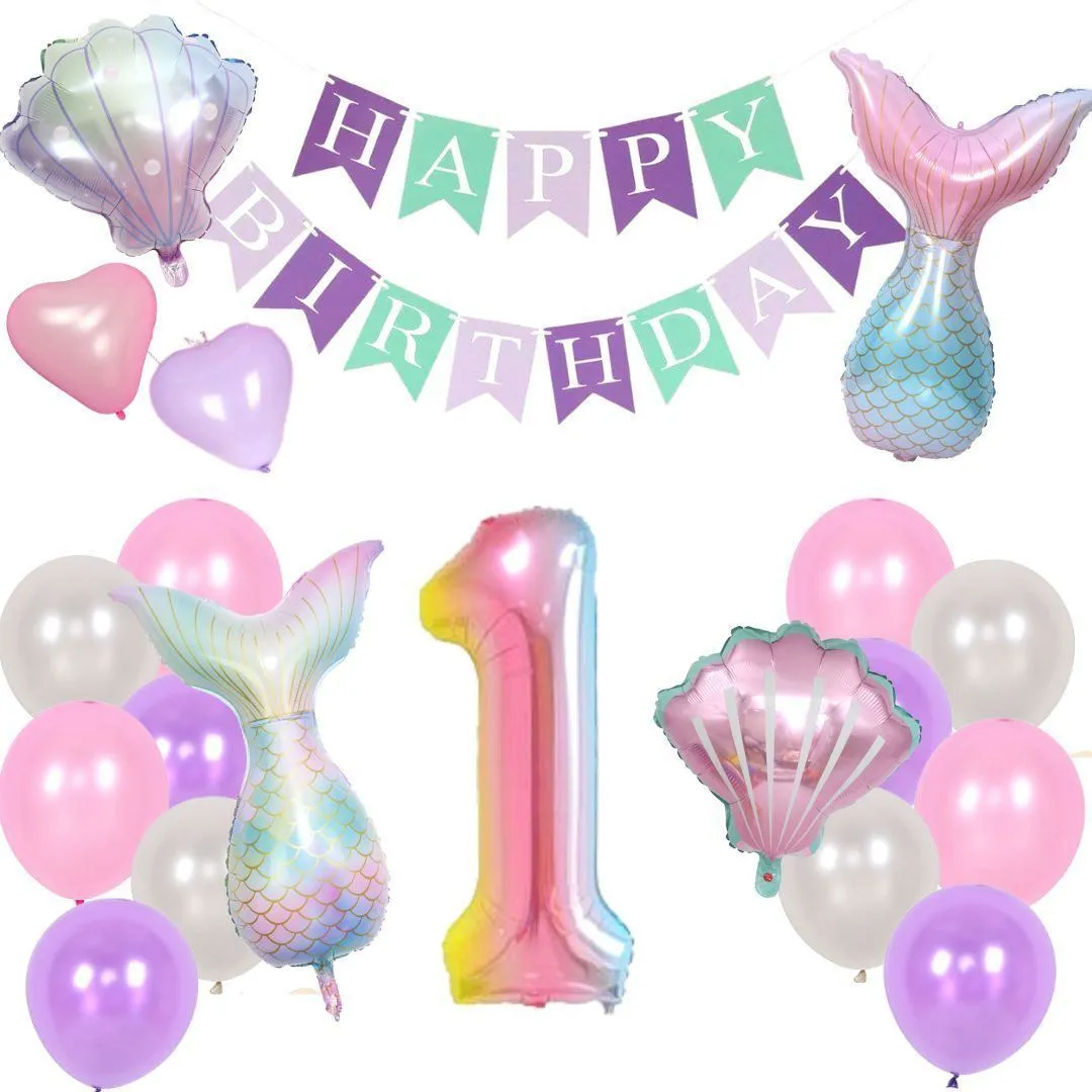 数字が選べる♪ マーメイド 人魚 風船 誕生日 飾り付けセット バルーン