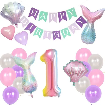 数字が選べる♪ マーメイド 人魚 風船 誕生日 飾り付けセット バルーン