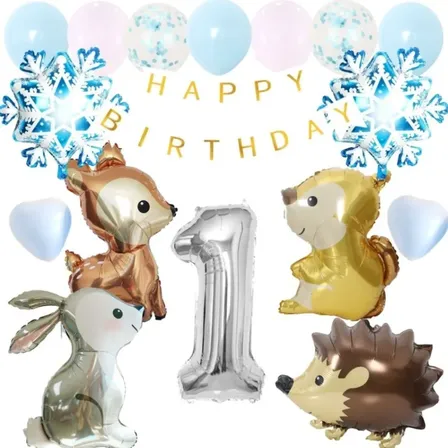 数字が選べる♪ 動物(冬・雪) 風船 誕生日 飾り付けセット バルーン