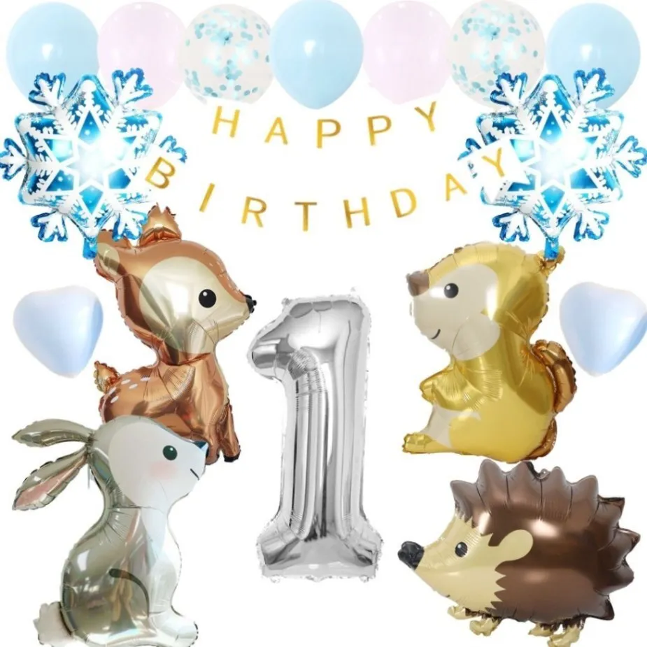 数字が選べる♪ 動物(冬・雪) 風船 誕生日 飾り付けセット バルーン