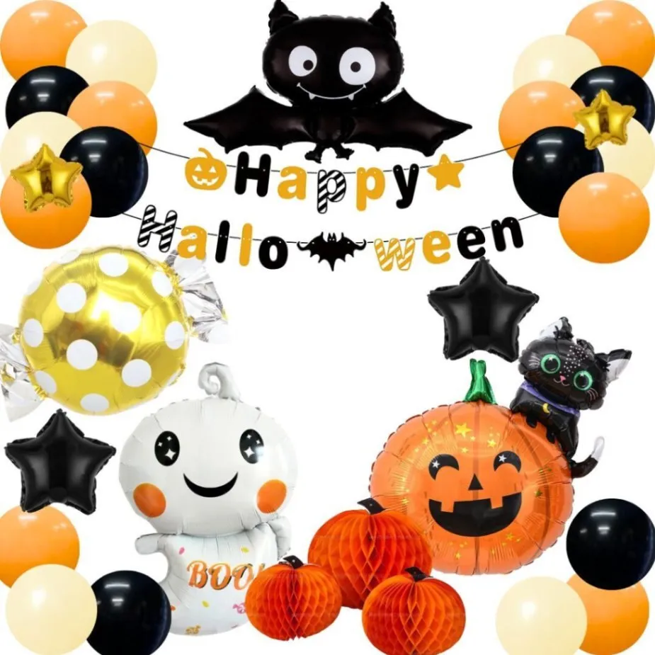 【ハロウィン】　怖くない飾りつけ　かわいいおばけ 風船 セット バルーン　オリジナルセット