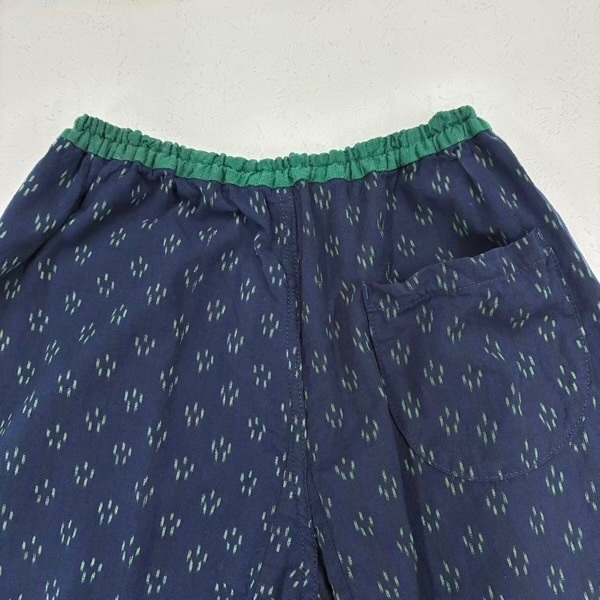 久留米絣　儀右ヱ門  もんぱん　サクラ　紺/グリーン　ゆったり　Lサイズ
