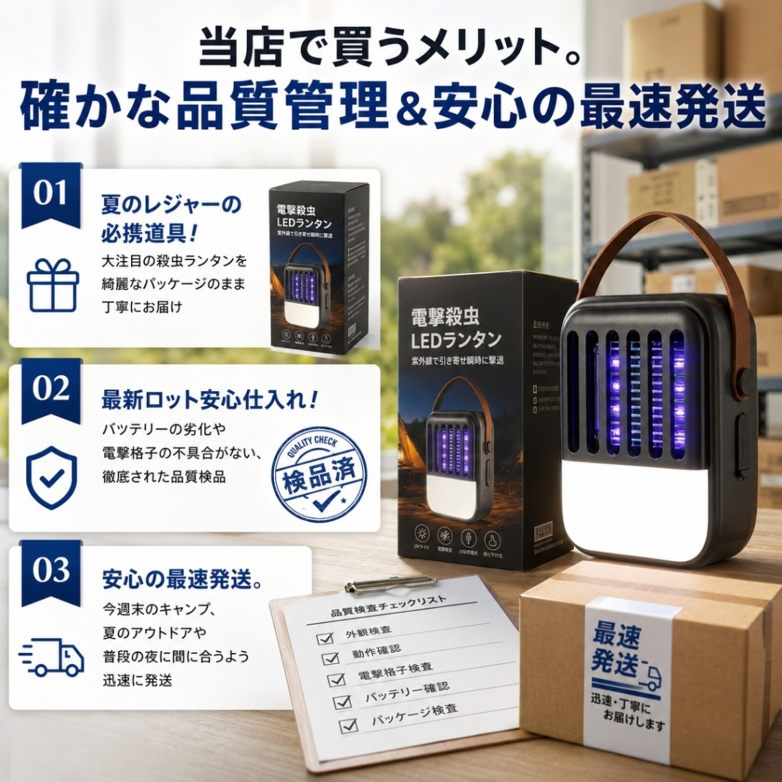 電撃殺虫器 充電式 蚊取り 器 電撃殺虫LEDライト HED-3587 ヒロコーポレーション 殺虫灯