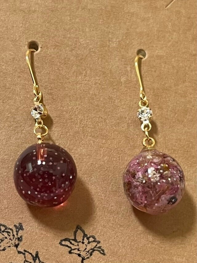 ドライフラワー✖️レジンフックピアス【リベポ払い歓迎🎉】