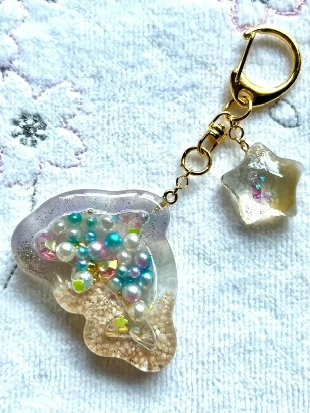 海のなかま🐬🦀シャカシャカキーホルダー（星の砂入り）【リベポ払歓迎🎉】