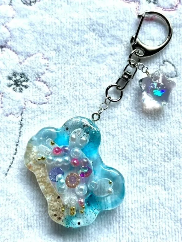 海のなかま🐬🦀シャカシャカキーホルダー（星の砂入り）【リベポ払歓迎🎉】