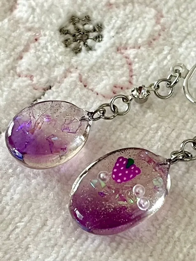 ぶどうサイダー🍇キラキラフックピアス【リベポ払い歓迎🎉】