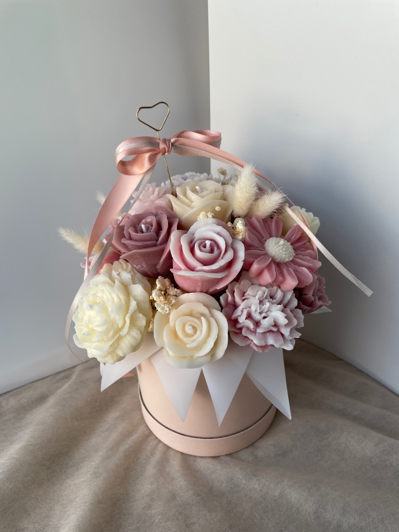 ピンクの花束キャンドル