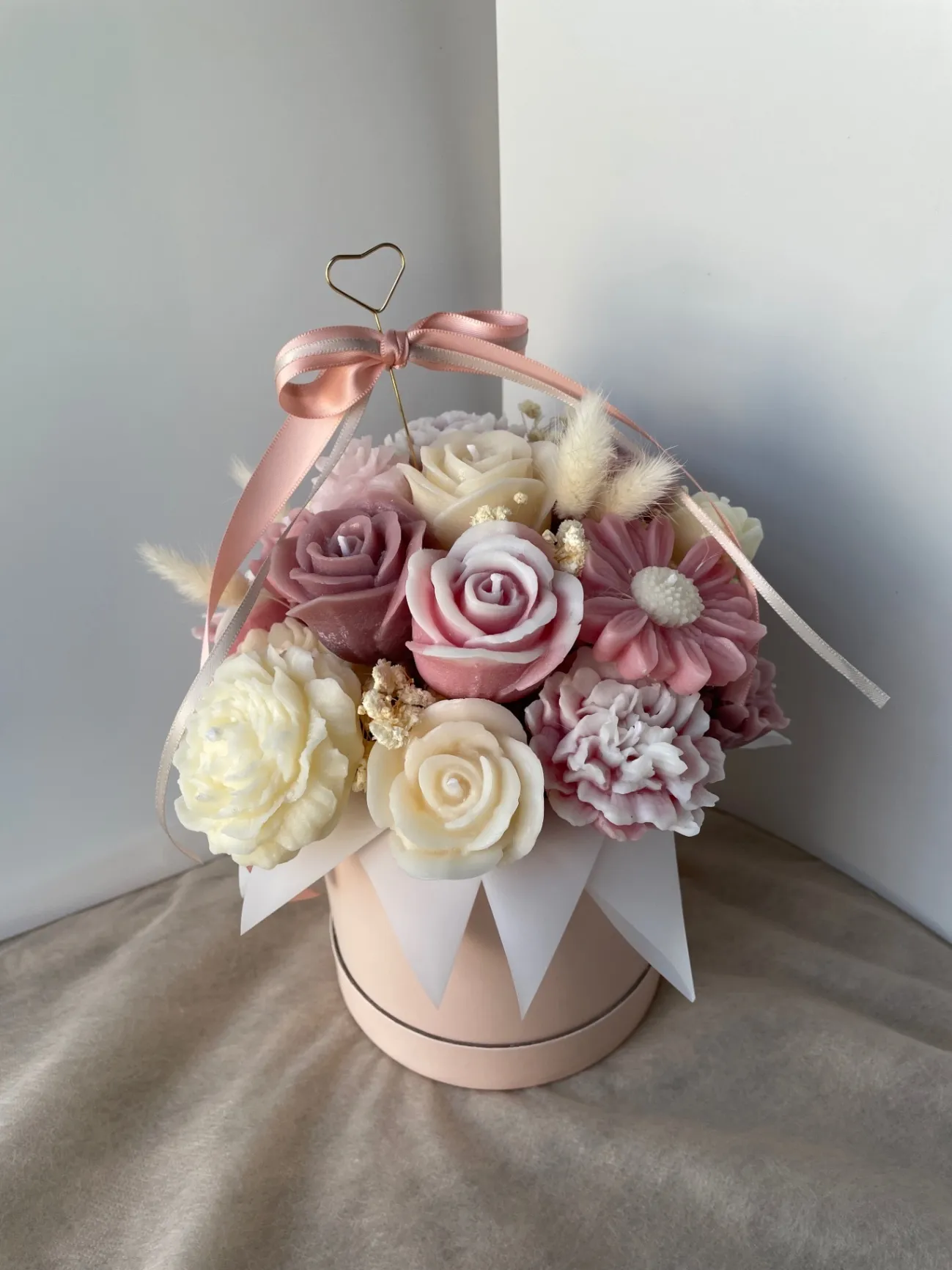 ピンクの花束キャンドル