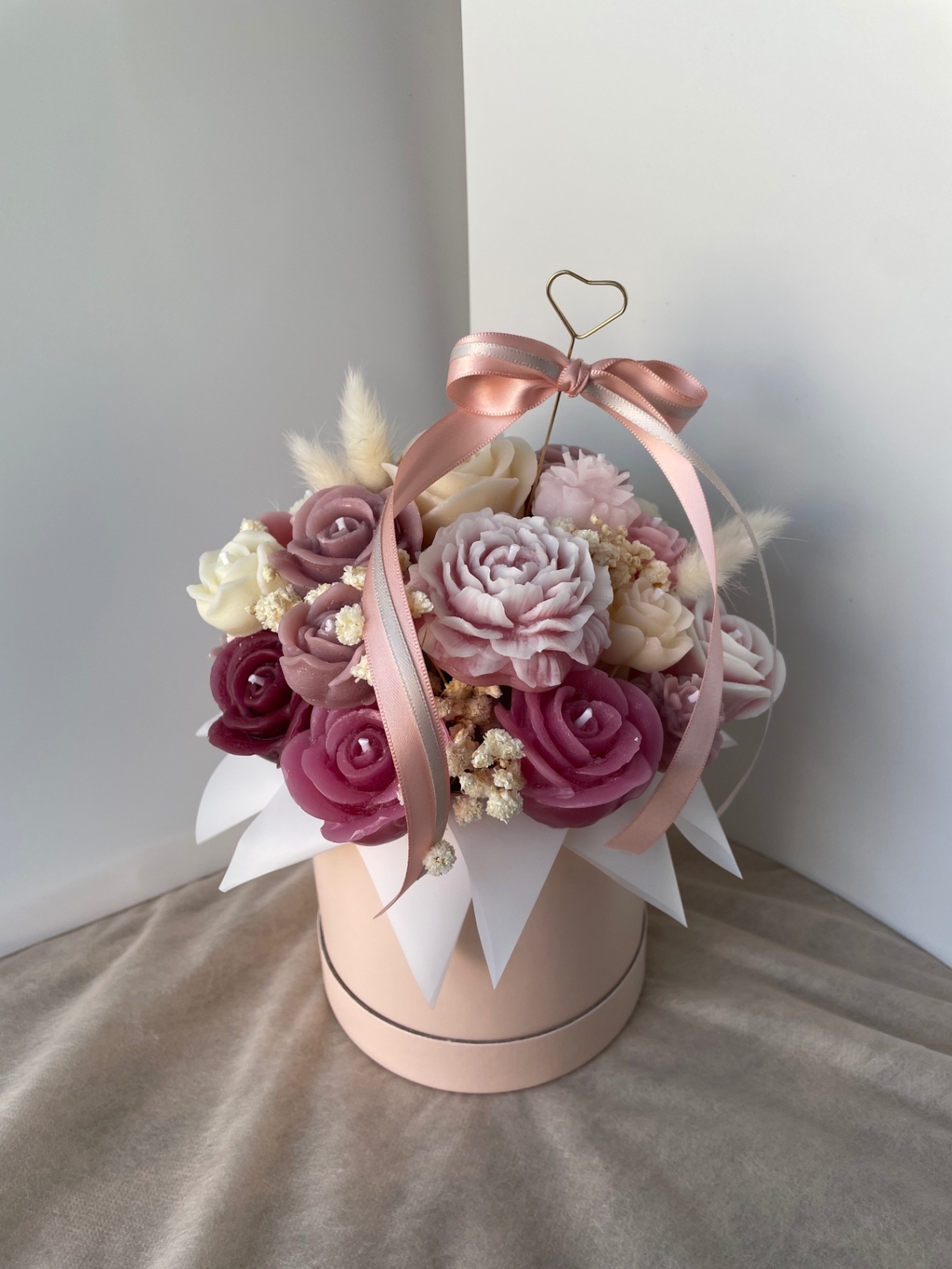ピンクの花束キャンドル