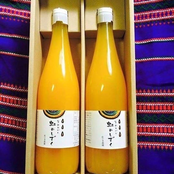 【お中元・夏ギフト】自然栽培　有田みかん100% ストレートジュース虹のしずく720ml×2本セット