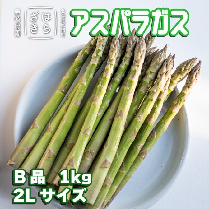 【6月下旬以降発送開始】原崎農園 北海道産 訳あり アスパラガス B品 2Lサイズ 1kg