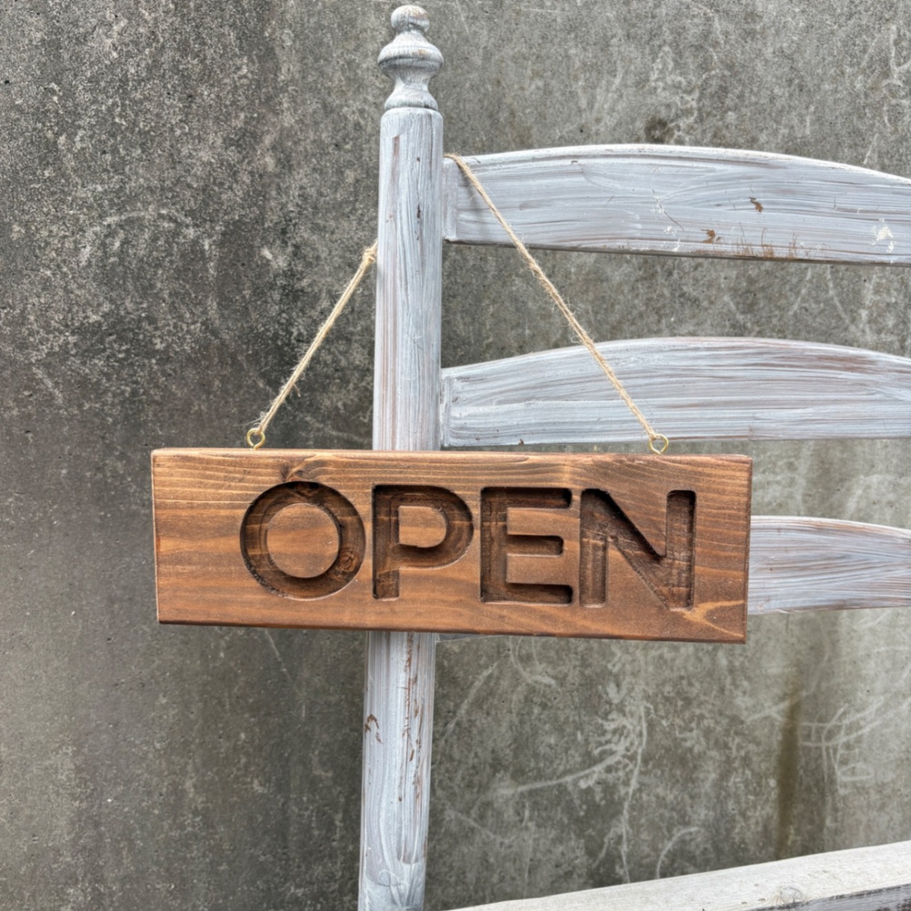 木製看板　Open close 両面　掘り込み