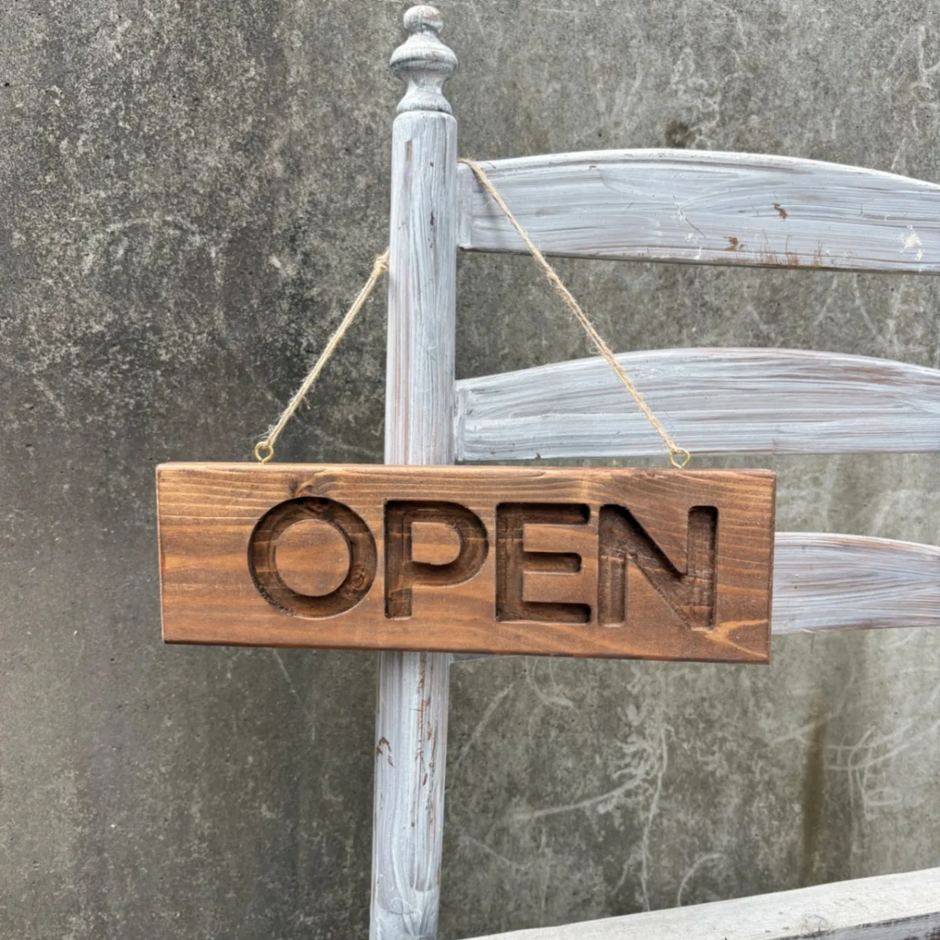 木製看板　Open close 両面　掘り込み